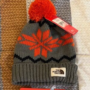 The North Face women’s Orange and Gray Knit Beanie